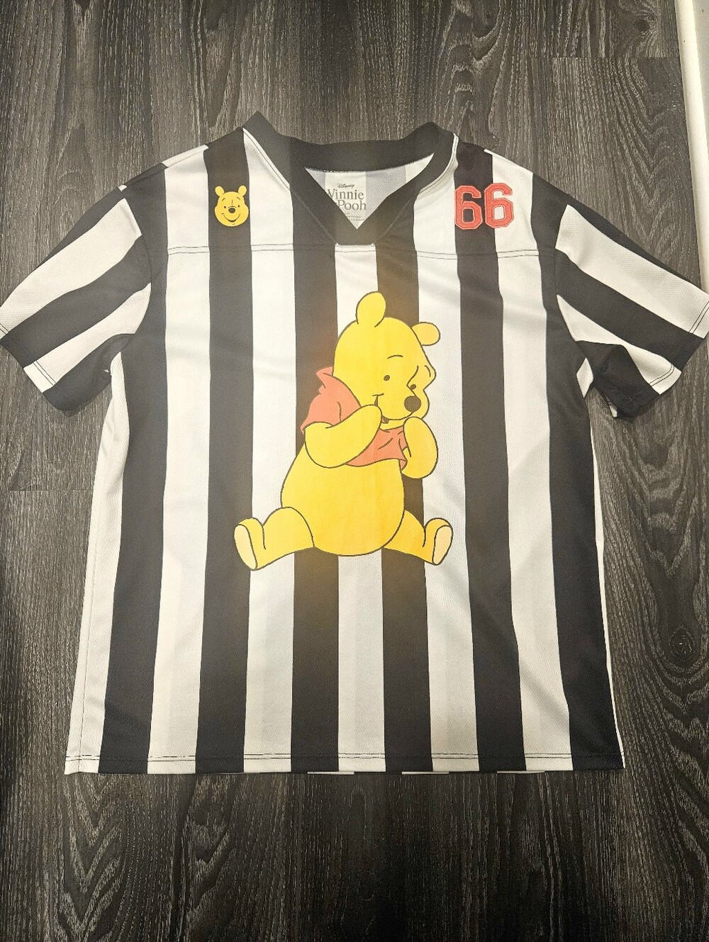 Winnie The Pooh Black & White Striped Top